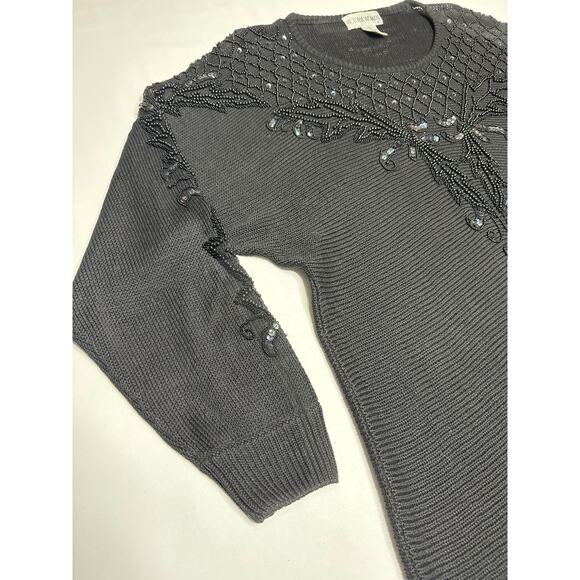 Vintage Y2K Victoria woman, black beaded oversized sweater size 1x - Picture 6 of 12